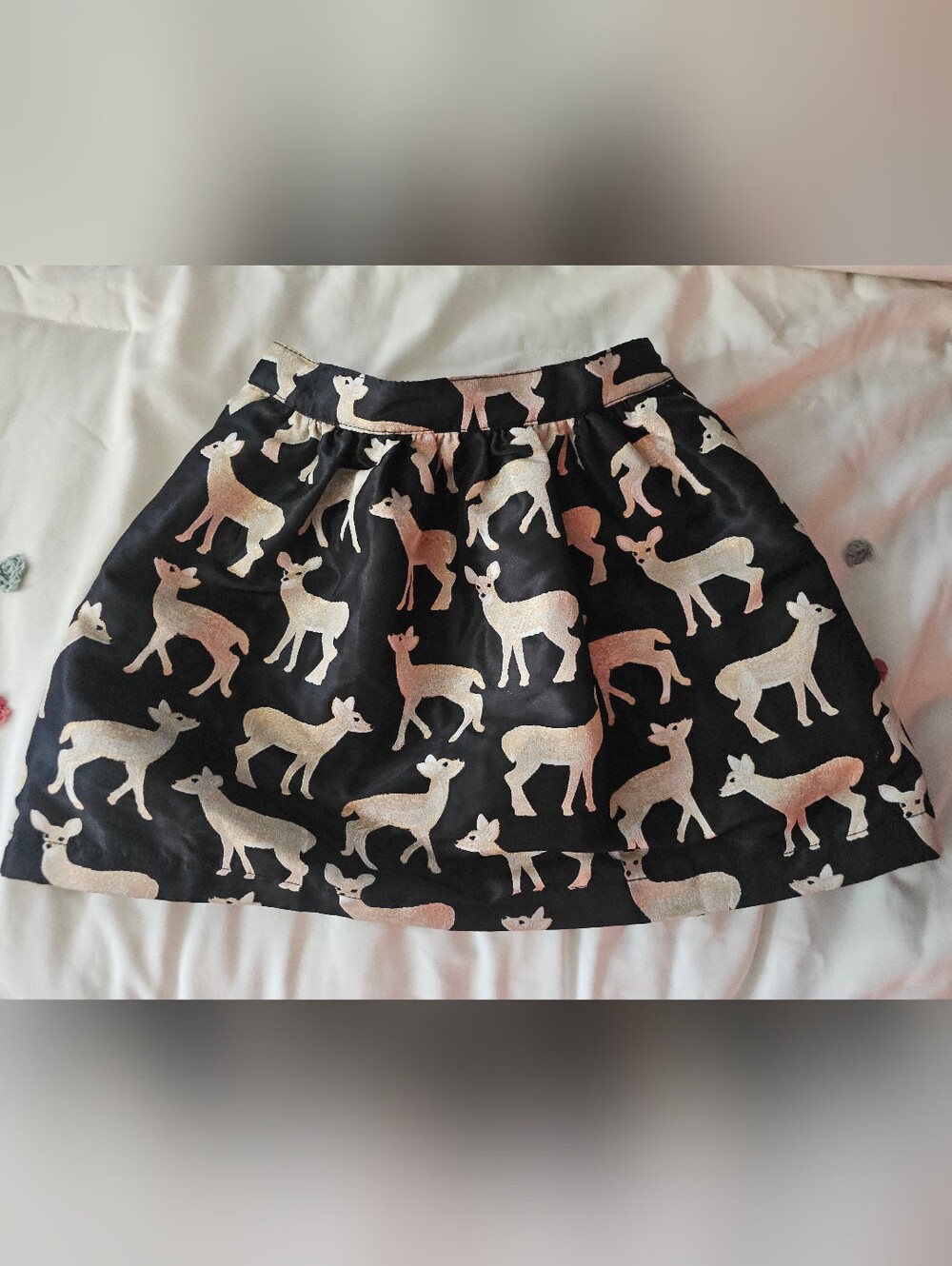 Gymboree Black Skirt with Metallic Gold Deer Print